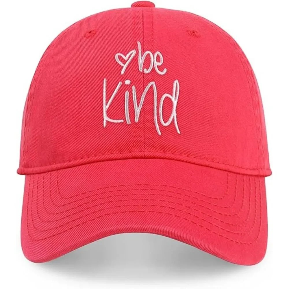 Unisex Hot Pink 100% Cotton Be Kind Embroidered Adjustable Classic Baseball Cap
